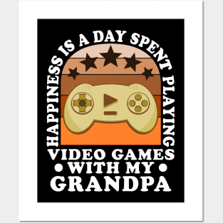 Happiness Quote Playing Video Games Grandchild Grandpa Posters and Art